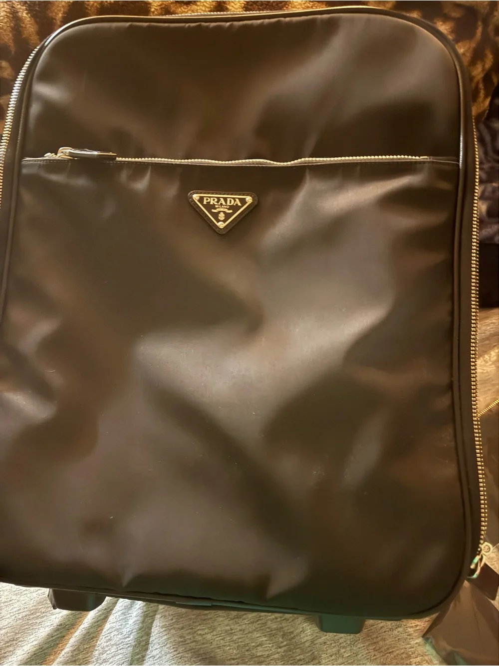 Prada Black Nylon Laptop Tote with Logo Triangle